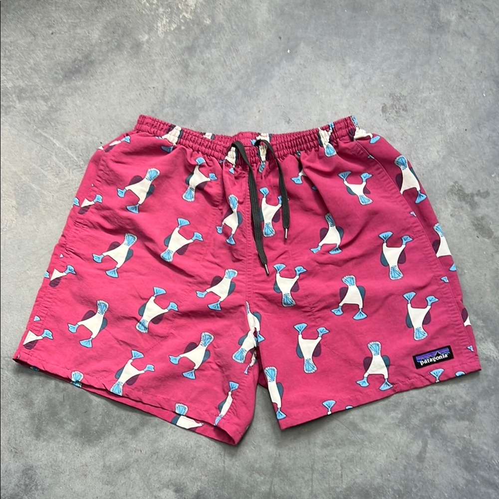 Patagonia Magenta Shorts with Penguin Design